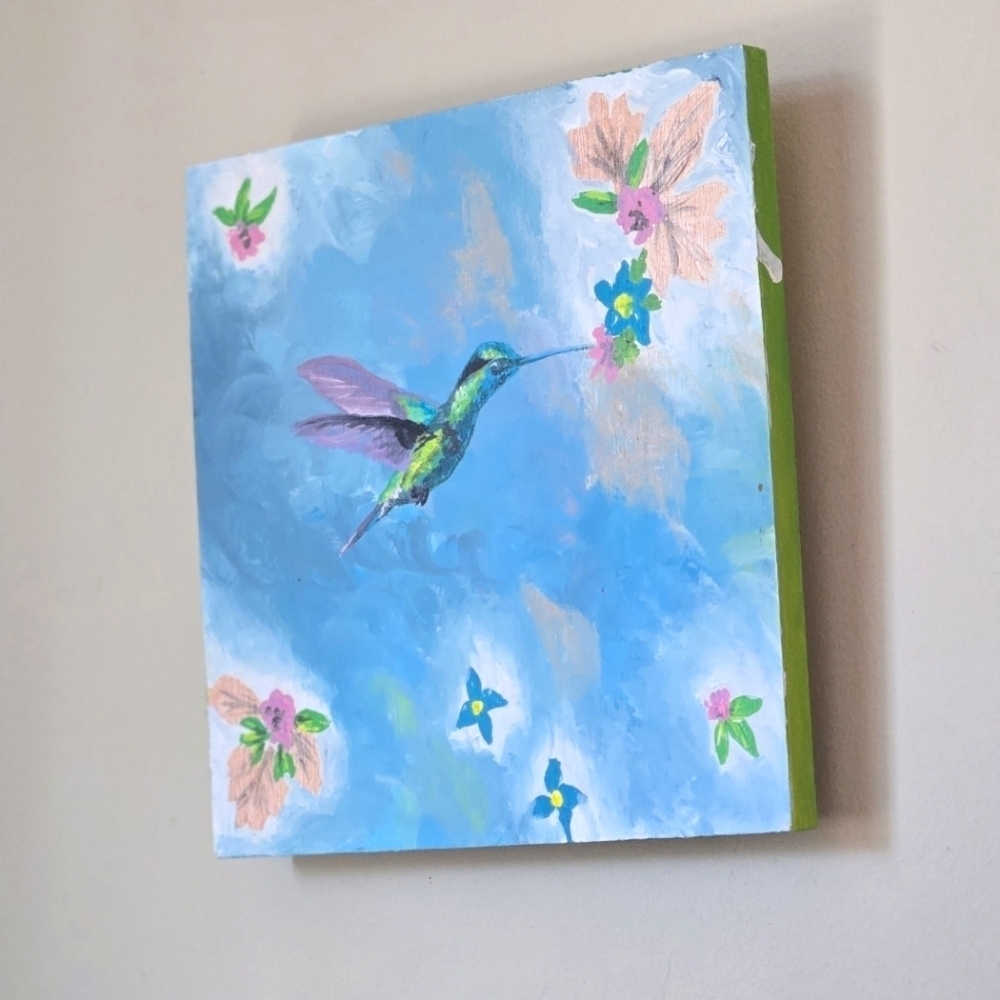 Hand painted reversible square board multi use Home Decor Wall Art - Picture 3 of 5